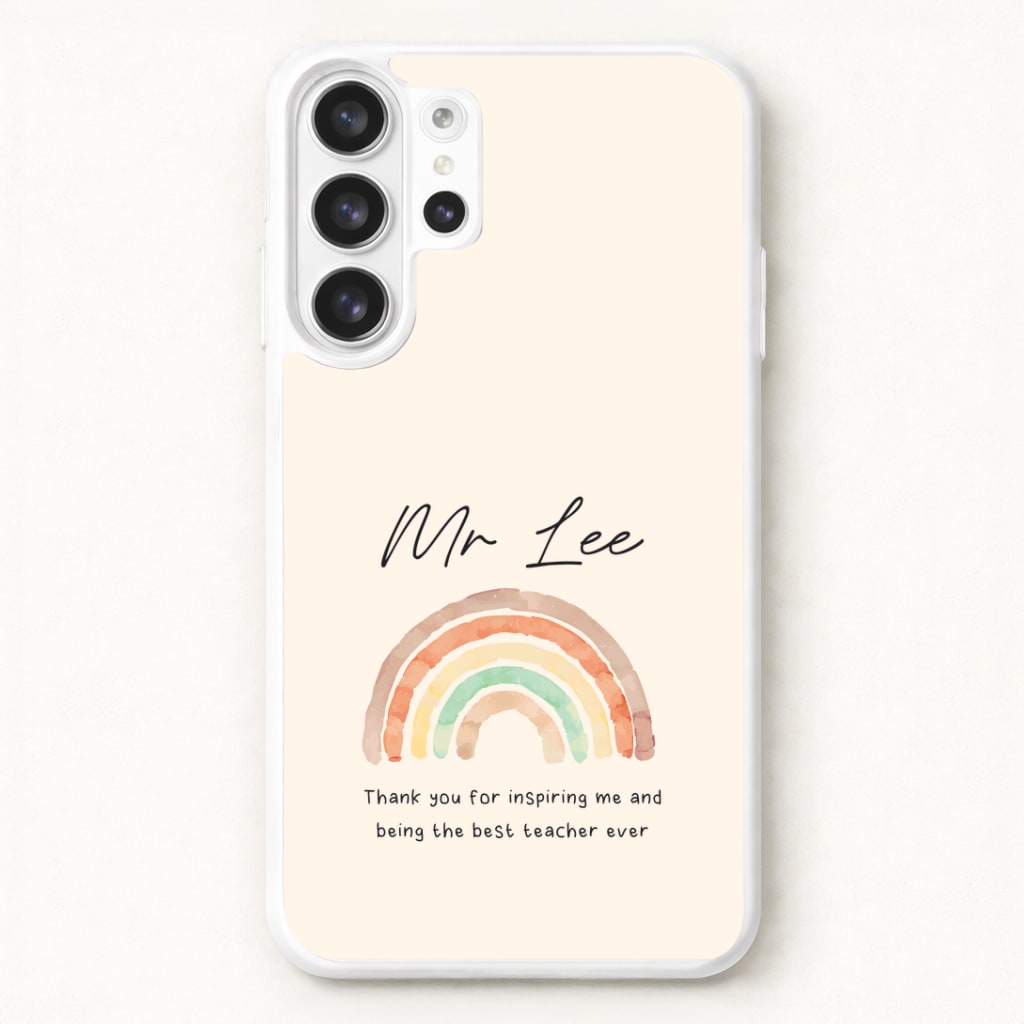 Beige Personalised Teacher Rainbow  Phone Case for Galaxy S26 Ultra