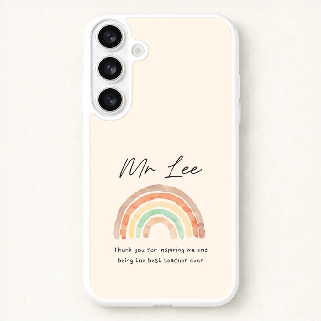 Beige Personalised Teacher Rainbow  Phone Case for Galaxy S26 Plus