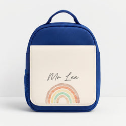 Beige Personalised Teacher Rainbow  Lunchbox - Blue