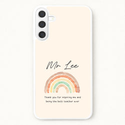 Beige Personalised Teacher Rainbow  Phone Case for Galaxy A57