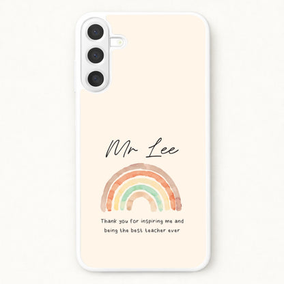 Beige Personalised Teacher Rainbow  Phone Case for Galaxy A57