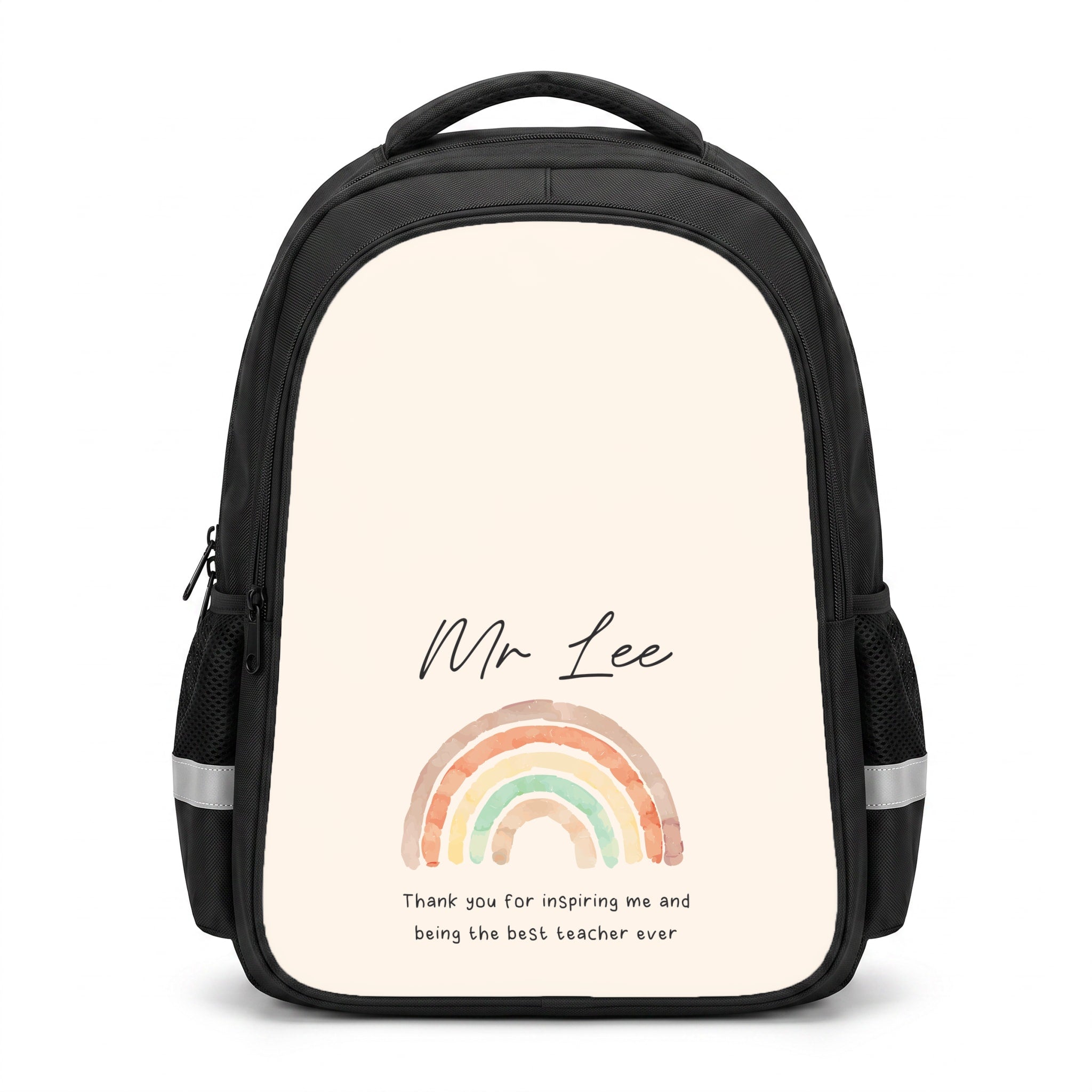 Beige Personalised Teacher Rainbow  Backpack