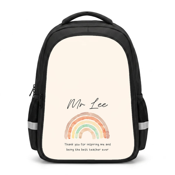 Beige Personalised Teacher Rainbow  Backpack