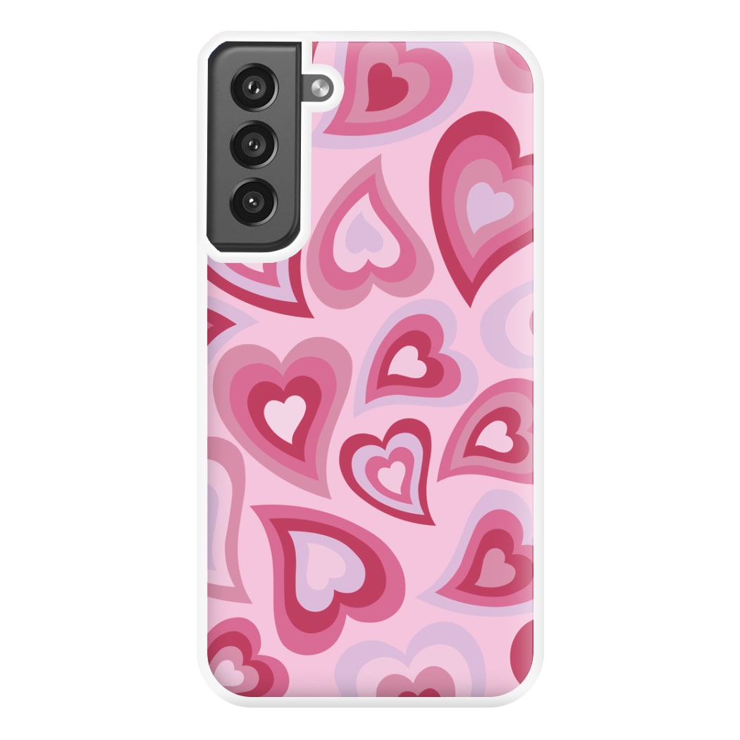 Pink Hearts - Trippy Patterns Phone Case for Galaxy S21FE