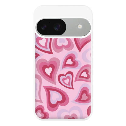 Pink Hearts - Trippy Patterns Phone Case for Google Pixel 9 / 9 Pro