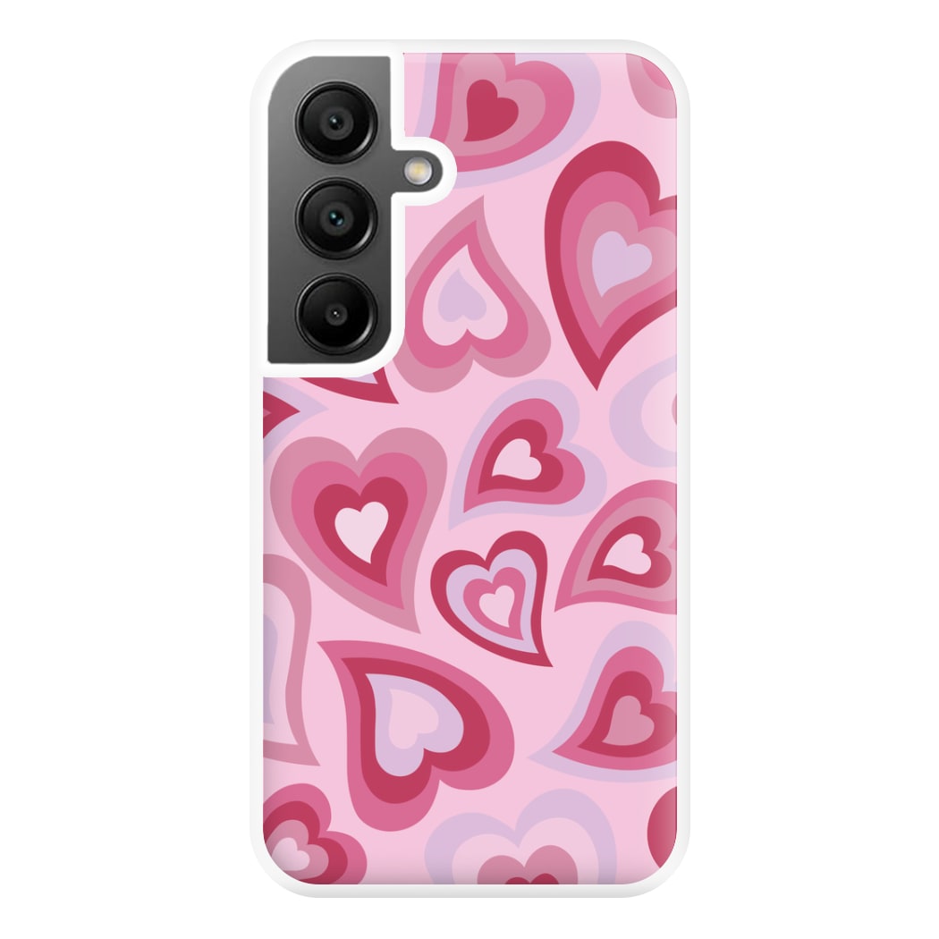 Pink Hearts - Trippy Patterns Phone Case for Galaxy A55