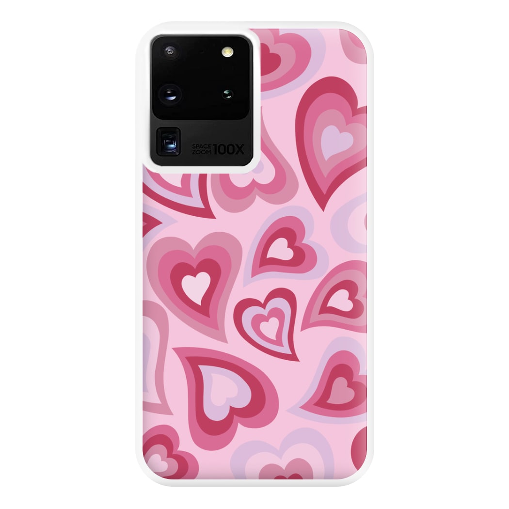 Pink Hearts - Trippy Patterns Phone Case for Galaxy S20 Ultra