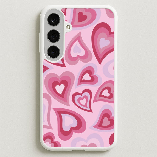 Pink Hearts - Trippy Patterns Phone Case for Galaxy S25FE