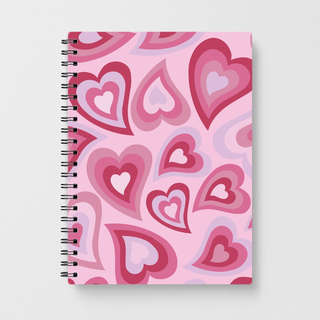 Pink Hearts - Trippy Patterns Notebook