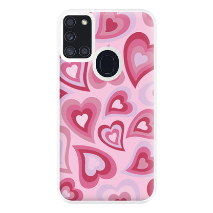 Pink Hearts - Trippy Patterns Phone Case for Galaxy A21s