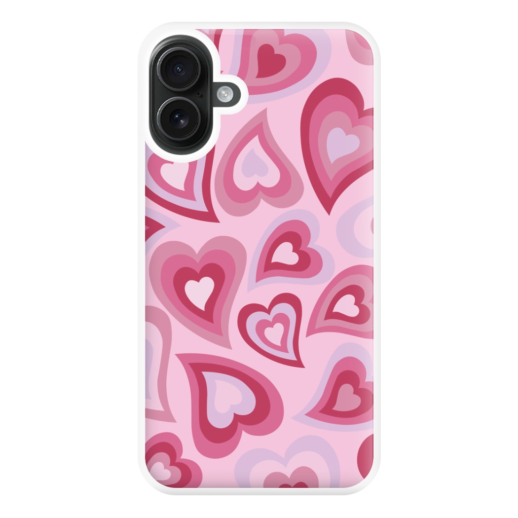 Pink Hearts - Trippy Patterns Phone Case for iPhone 16 Plus