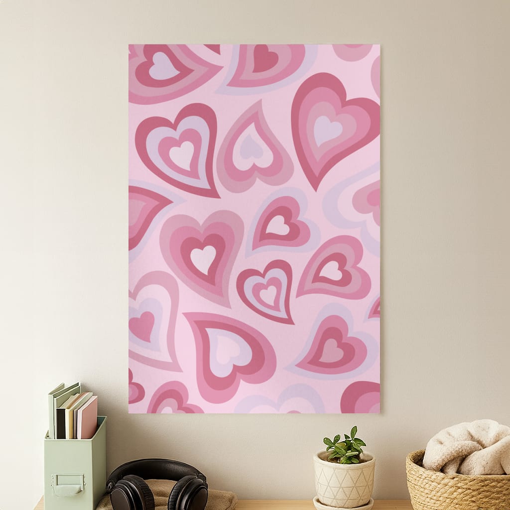 Pink Hearts - Trippy Patterns Poster