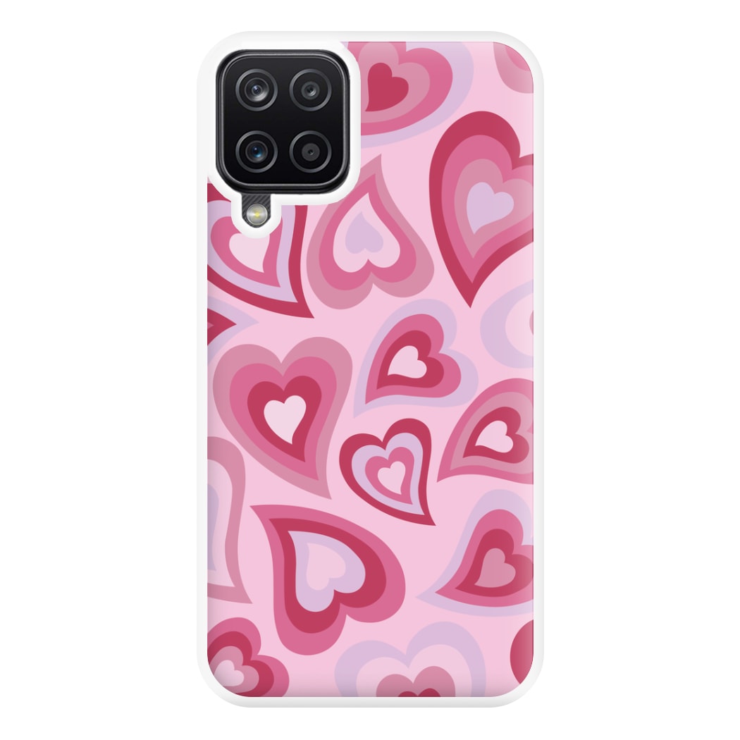 Pink Hearts - Trippy Patterns Phone Case for Galaxy A12