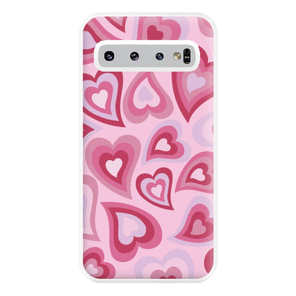 Pink Hearts - Trippy Patterns Phone Case for Galaxy S10 Plus