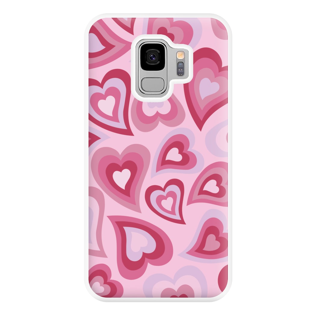 Pink Hearts - Trippy Patterns Phone Case for Galaxy S9 Plus