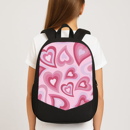 Pink Hearts - Trippy Patterns Large School Bag