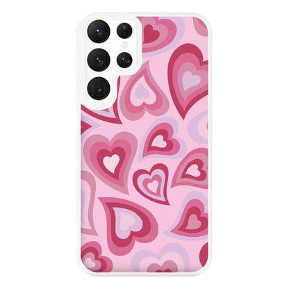 Pink Hearts - Trippy Patterns Phone Case for Galaxy S22 Ultra