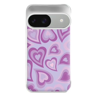 Purple Hearts - Trippy Patterns Phone Case for Google Pixel 9 / 9 Pro