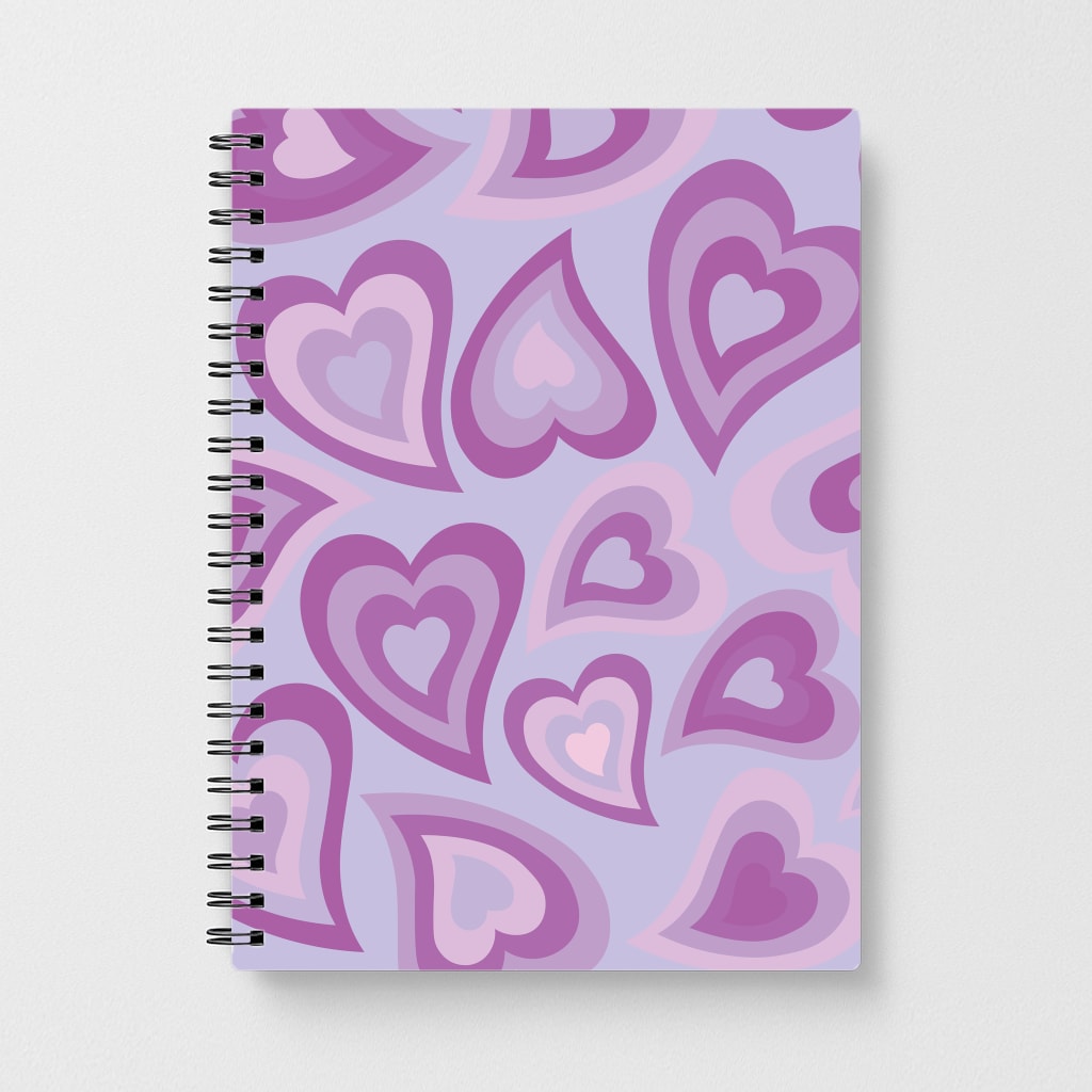 Purple Hearts - Trippy Patterns Notebook