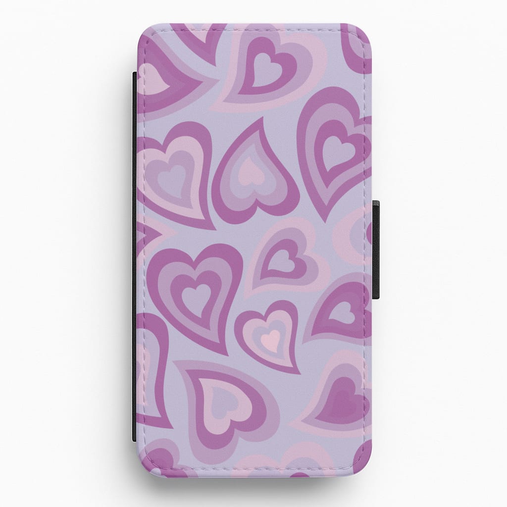 Purple Hearts - Trippy Patterns Flip / Wallet Phone Case
