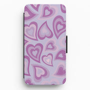 Purple Hearts - Trippy Patterns Flip / Wallet Phone Case 1