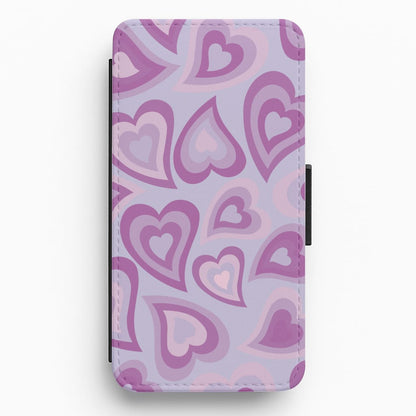 Purple Hearts - Trippy Patterns Flip / Wallet Phone Case