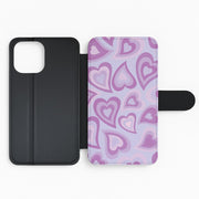 Purple Hearts - Trippy Patterns Flip / Wallet Phone Case 2