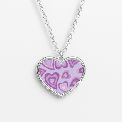 Purple Hearts - Trippy Patterns Heart Necklace