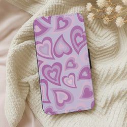 Purple Hearts - Trippy Patterns Wallet Phone Case