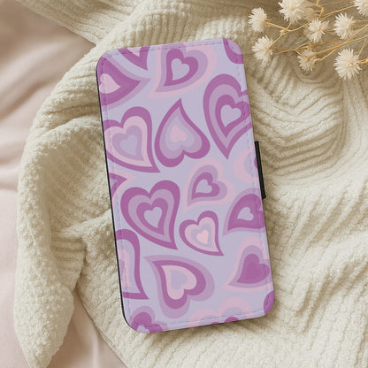 Purple Hearts - Trippy Patterns Wallet Phone Case