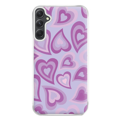 Purple Hearts - Trippy Patterns Phone Case for Galaxy A14