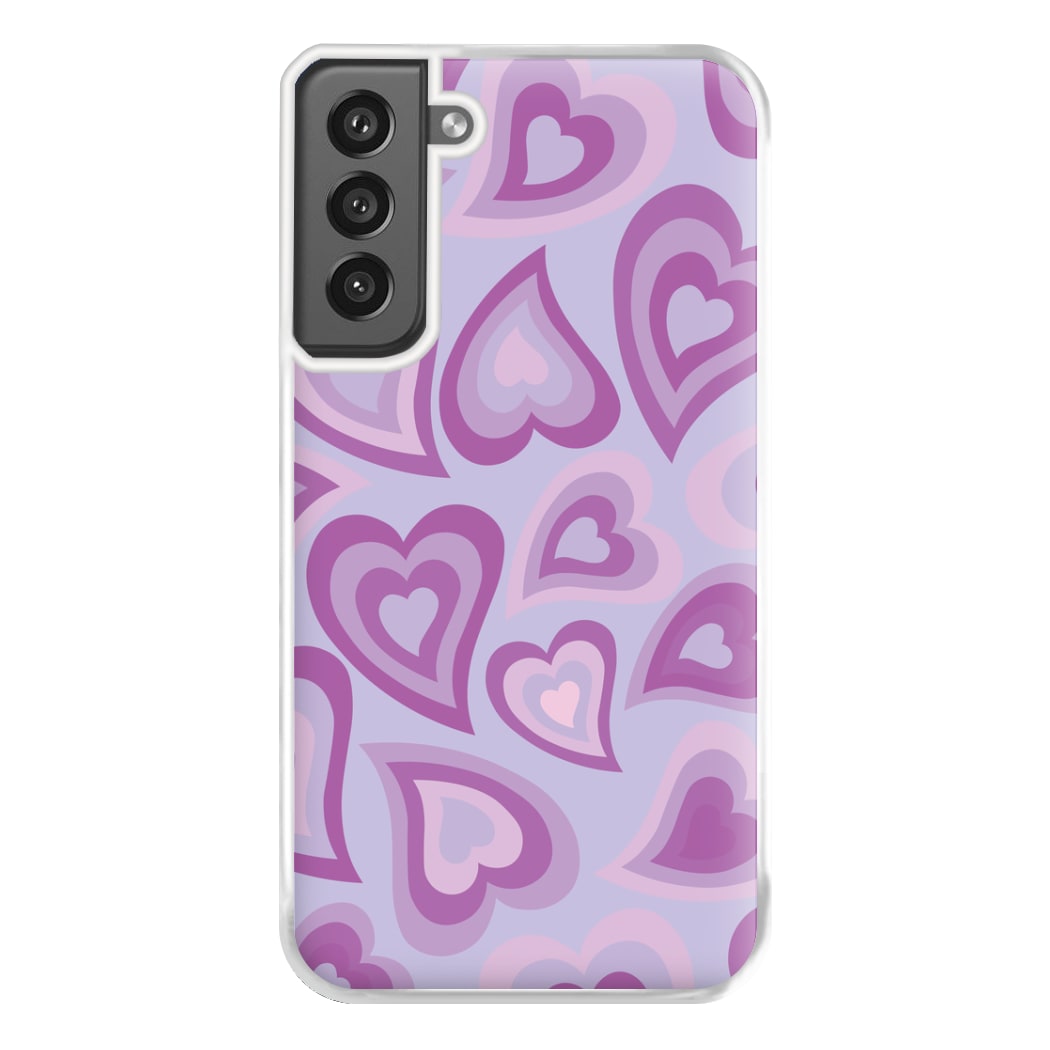 Purple Hearts - Trippy Patterns Phone Case for Galaxy S21FE