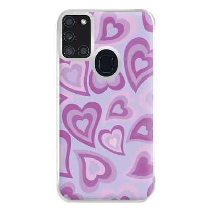 Purple Hearts - Trippy Patterns Phone Case for Galaxy A21s