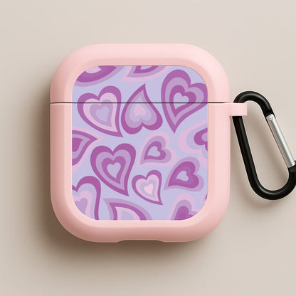 Purple Hearts - Trippy Patterns Pink AirPods Case
