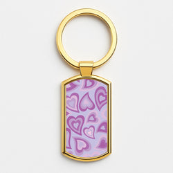 Purple Hearts - Trippy Patterns Gold Keyring