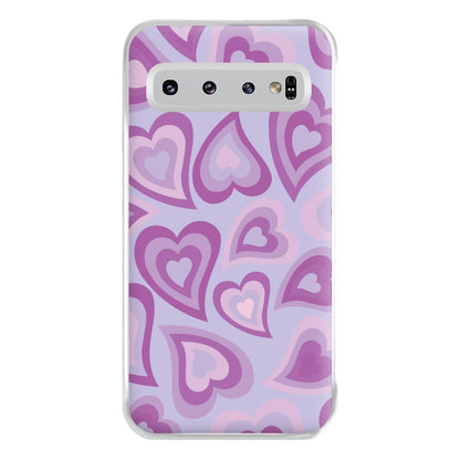 Purple Hearts - Trippy Patterns Phone Case for Galaxy S10 Plus