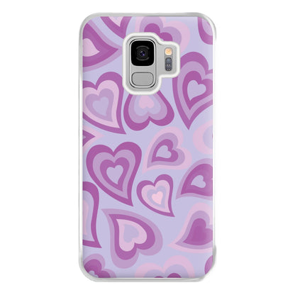 Purple Hearts - Trippy Patterns Phone Case for Galaxy S9 Plus