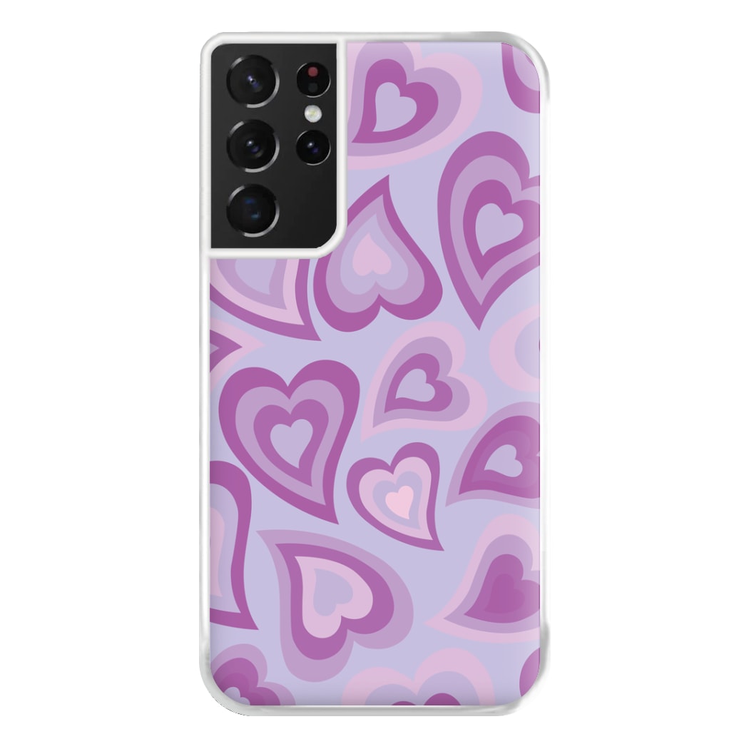 Purple Hearts - Trippy Patterns Phone Case for Galaxy S21 Ultra