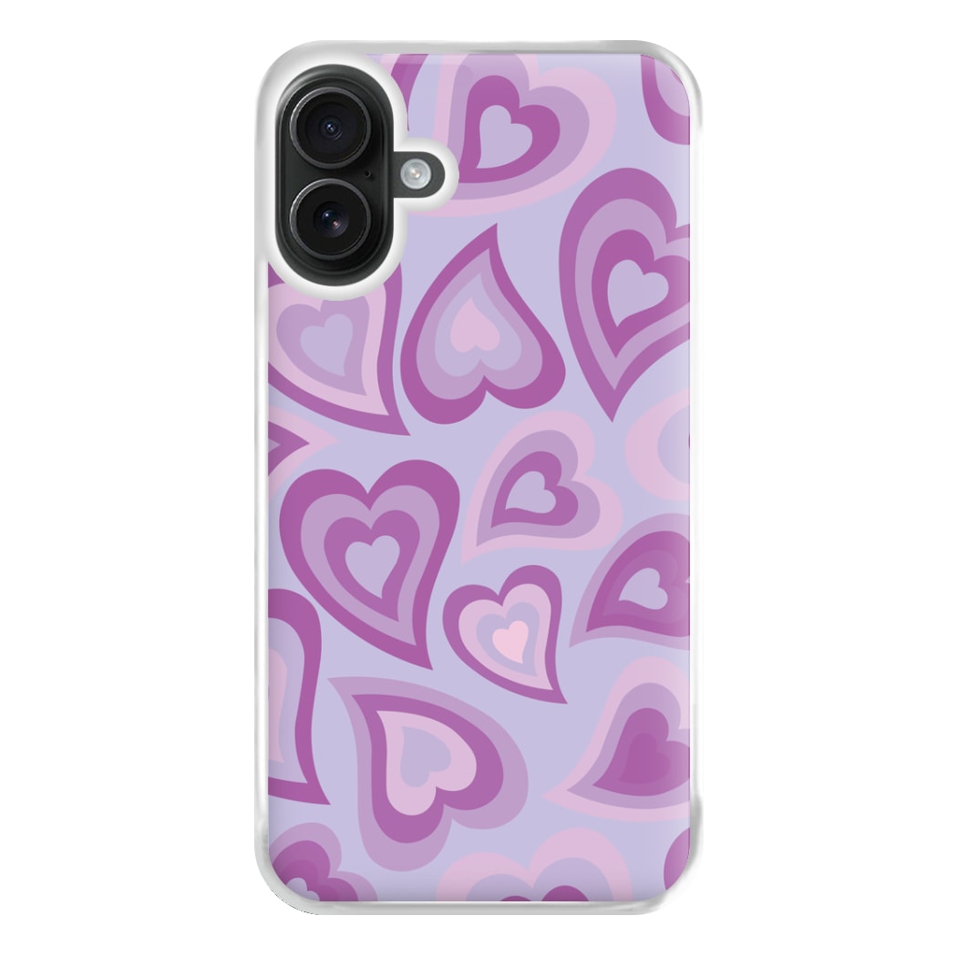 Purple Hearts - Trippy Patterns Phone Case for iPhone 16 Plus