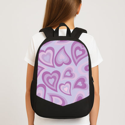 Purple Hearts - Trippy Patterns Large School Bag