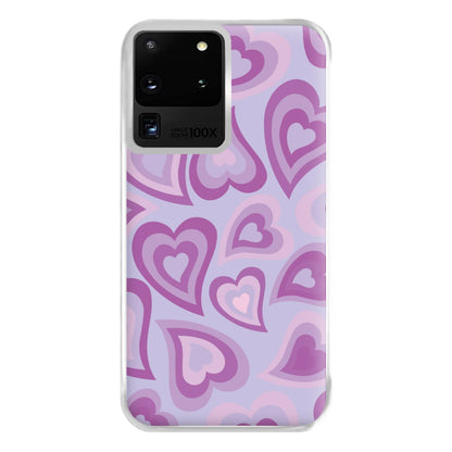 Purple Hearts - Trippy Patterns Phone Case for Galaxy S20 Ultra