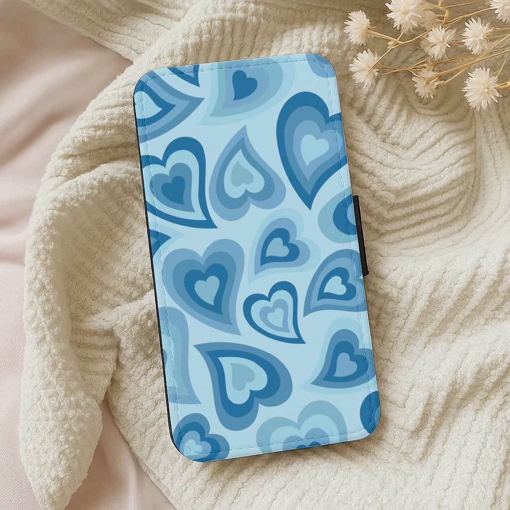 Blue Hearts - Trippy Patterns Wallet Phone Case