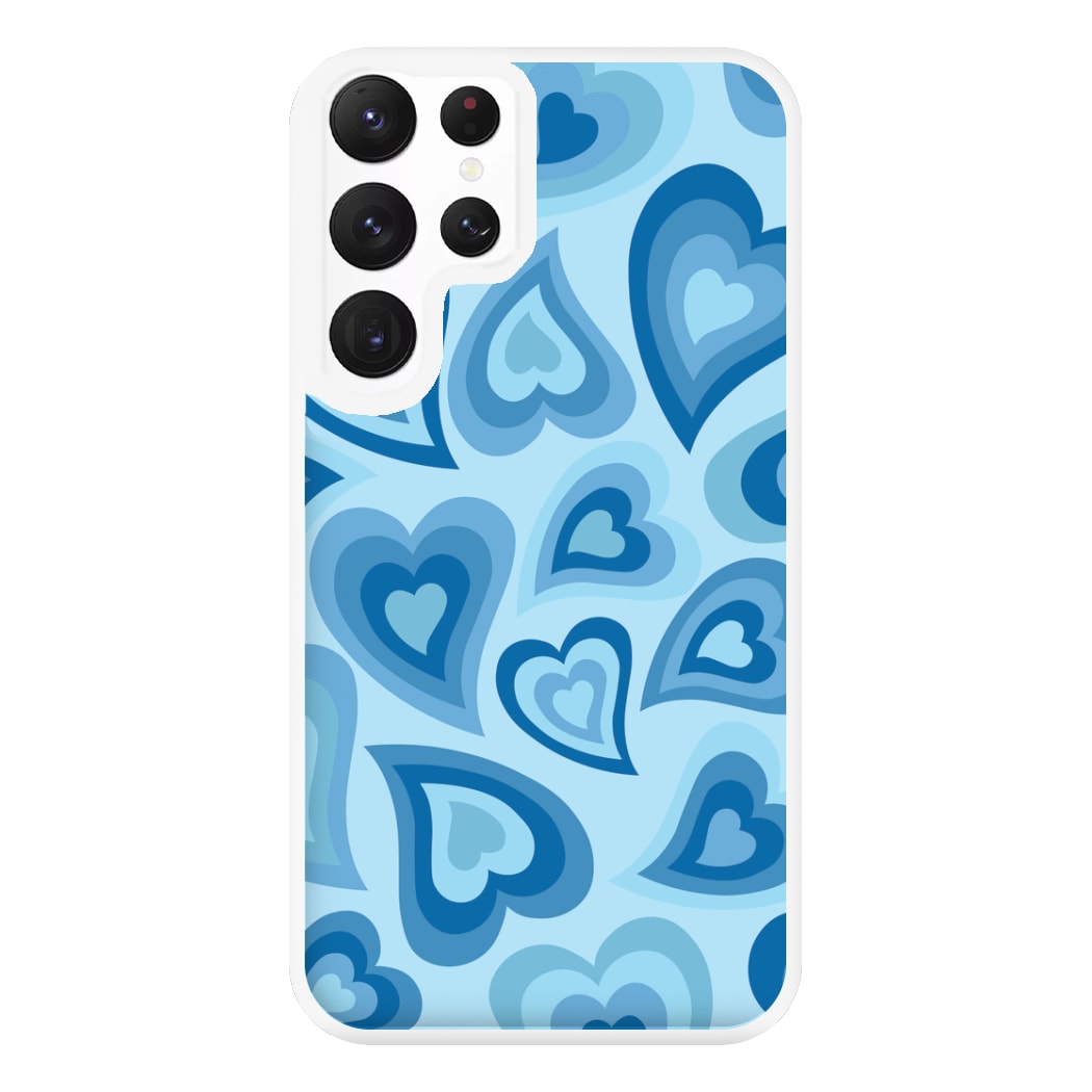 Blue Hearts - Trippy Patterns Phone Case for Galaxy S22 Ultra