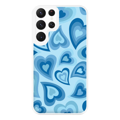 Blue Hearts - Trippy Patterns Phone Case for Galaxy S22 Ultra