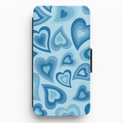 Blue Hearts - Trippy Patterns Flip / Wallet Phone Case