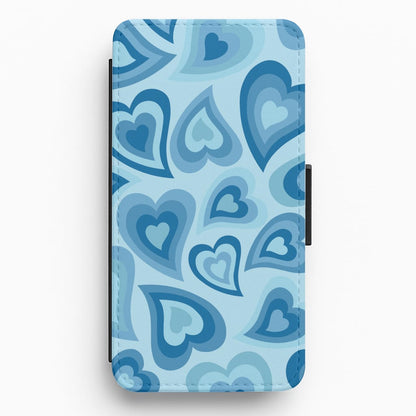Blue Hearts - Trippy Patterns Flip / Wallet Phone Case