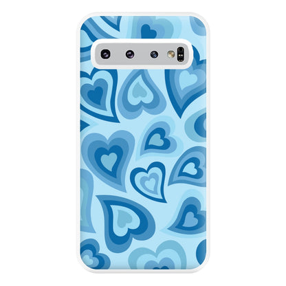 Blue Hearts - Trippy Patterns Phone Case for Galaxy S10 Plus