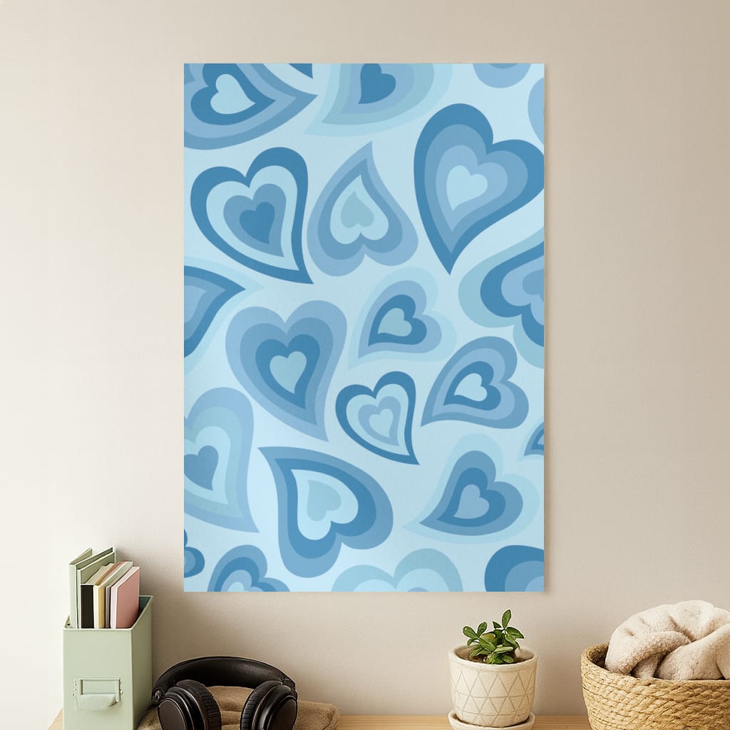 Blue Hearts - Trippy Patterns Poster