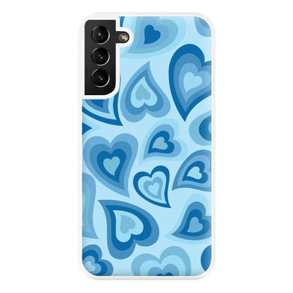 Blue Hearts - Trippy Patterns Phone Case for Galaxy S21 Plus