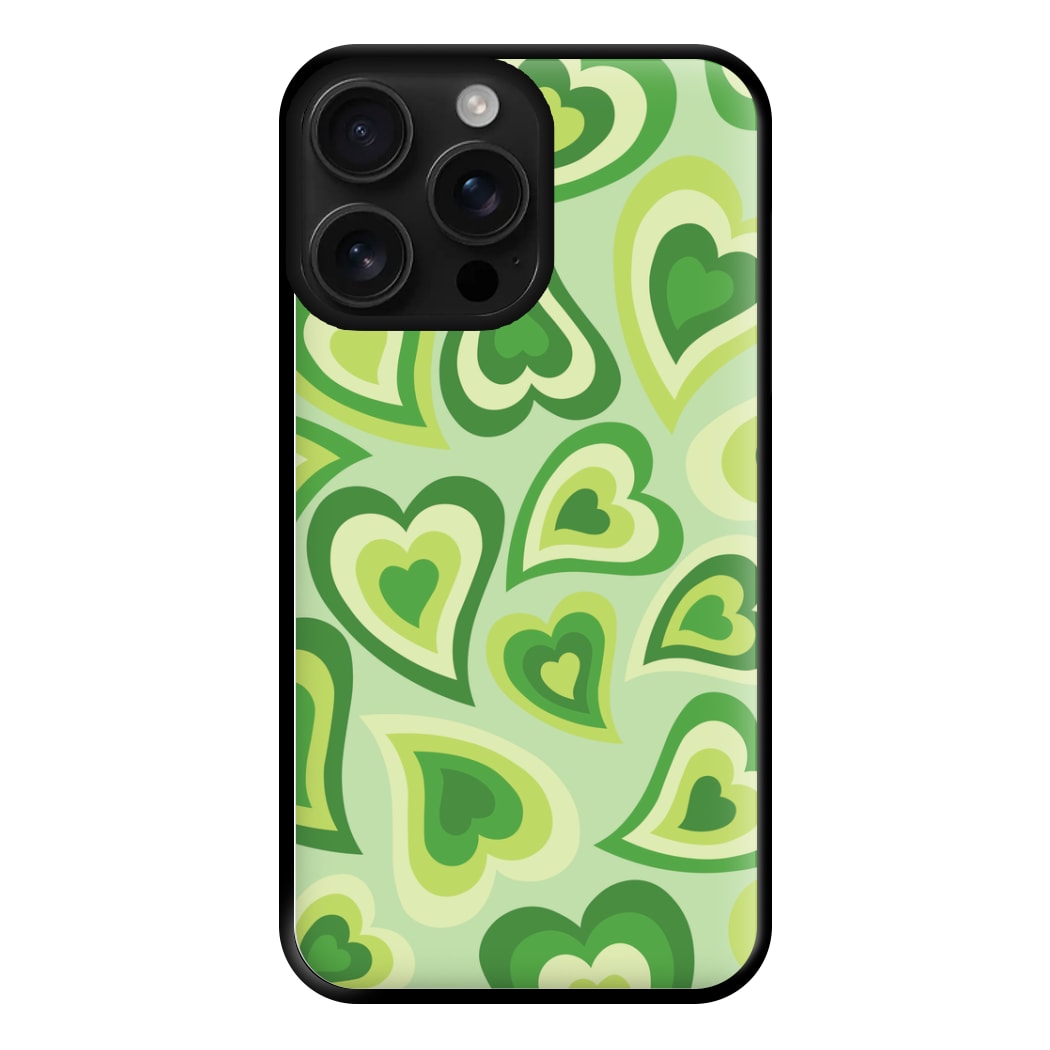 Green Hearts - Trippy Patterns Phone Case